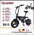 Bicicleta Eléctrica IScooter EB1S con Motor de 250W, Batería de 12AH, Alcance de 50km, Bicicleta Eléctrica Urbana con APP, Neumáticos..